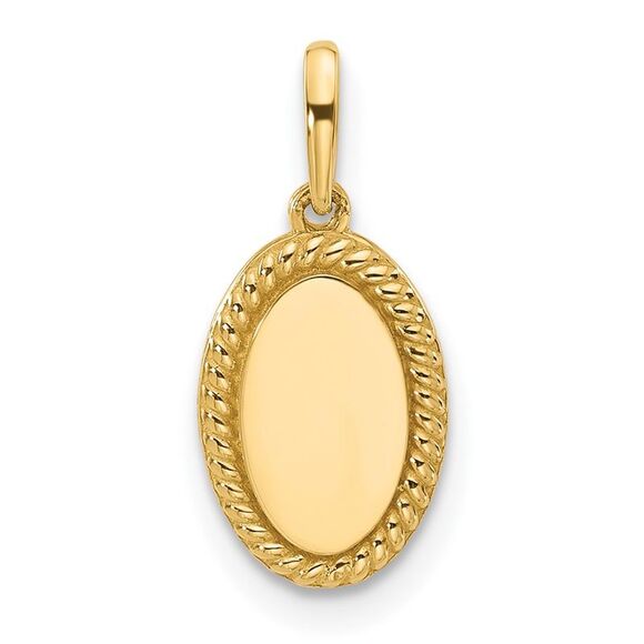 Kazi Luxury 14k Yellow Gold Polished Oval with Rope Border Charm